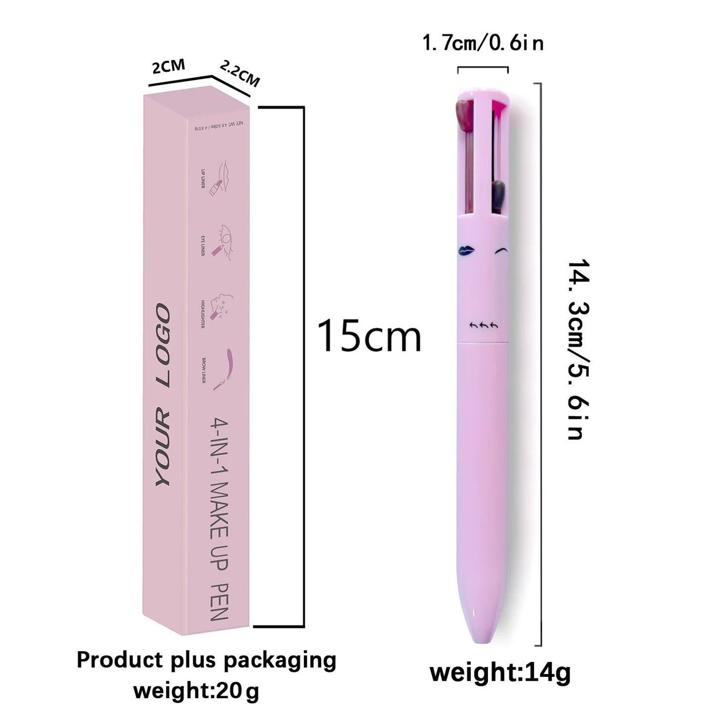4-in-1 Multi-Functional Makeup Pencil Set – Lip Liner, Eyeliner & Eyebrow Pencil (4 Colors)