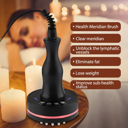 Heated Vibration Body Massage Brush with Microcurrent & LED Light – Electric Body Massager for Relaxation