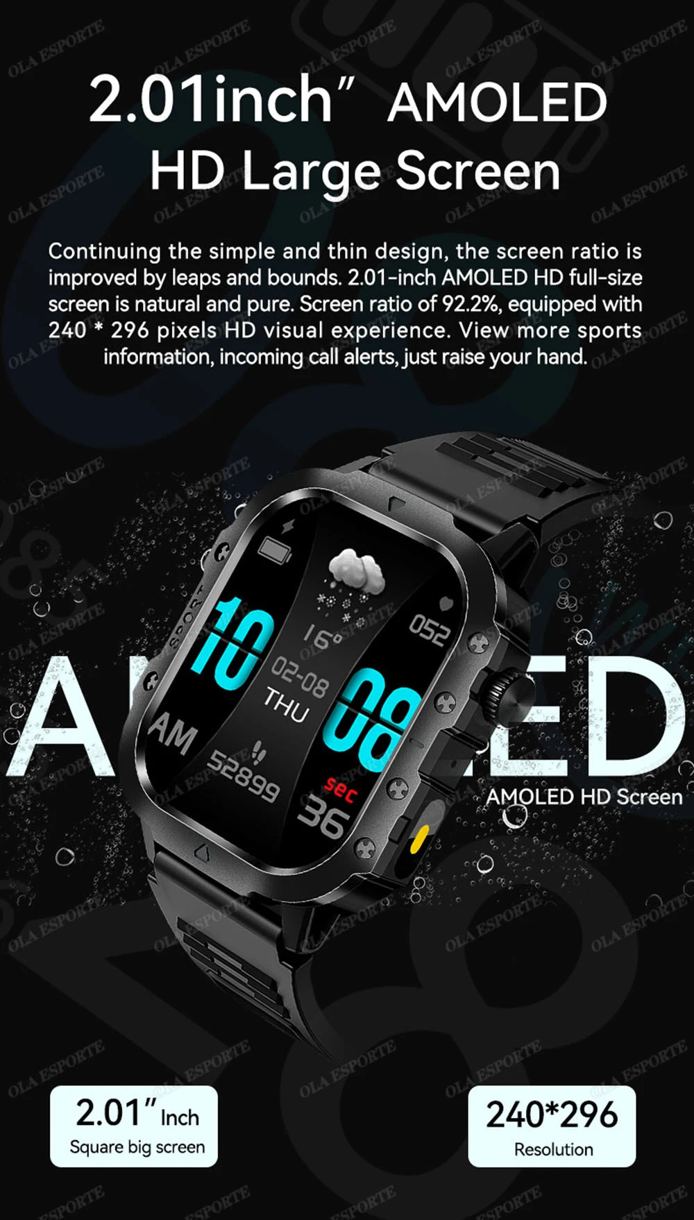 Military Smart Watch Bluetooth Call GPS Flashlight 100+ Sports Android iPhone
