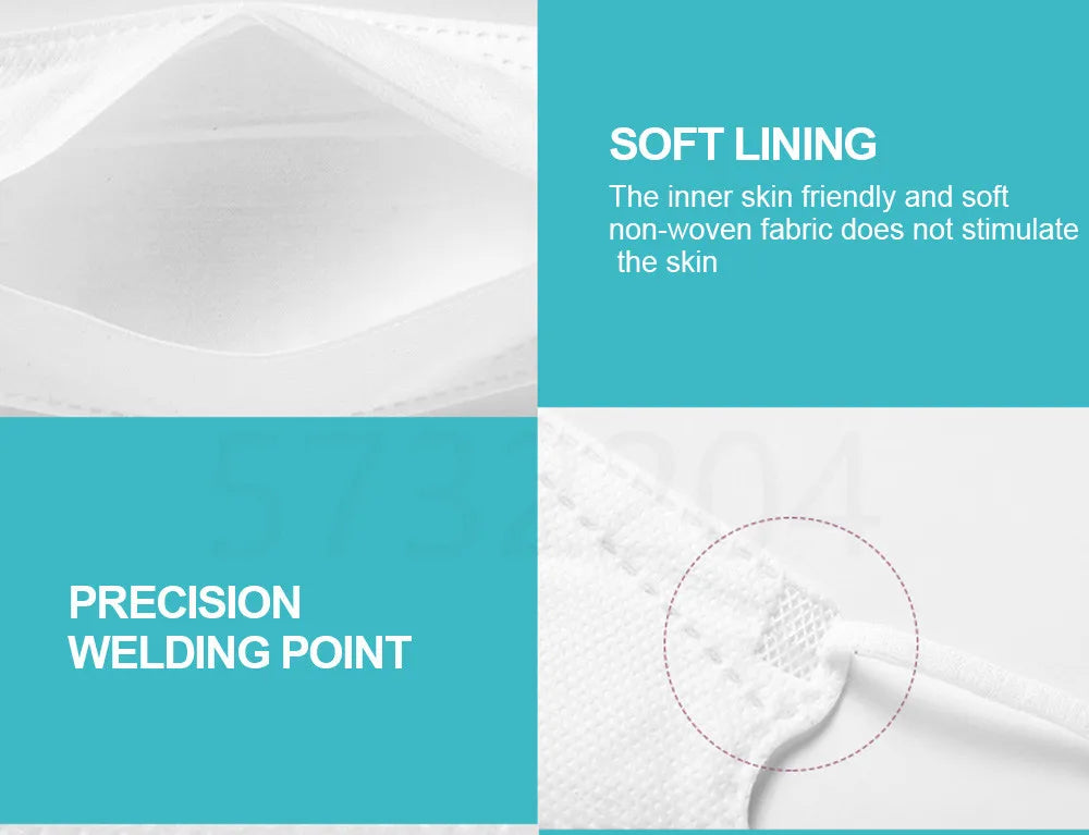 FFP2 / KN95 Face Masks – 4-Layer Disposable Protective Fish-Style Mascarilla, Black, CE Certified (10/50/100 PCS)