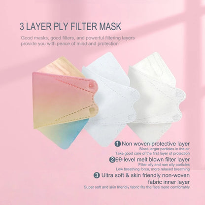 30PCS KN95 / FFP2 Multicolor Face Masks – 3D Fish Design, 3-Layer Disposable Protective Masks, Individually Packaged for Adults