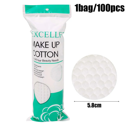 100-200pcs Disposable Cotton Pads – Soft Round Cleansing Pads for Face, Makeup Removal & Nail Polish Remover