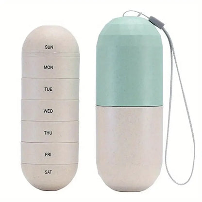 7 Day Weekly Pill Organizer Portable Waterproof Medicine Case Travel Pill Box 7 Compartments