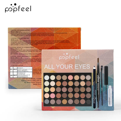 POPFEEL Eye Makeup Gift Set – Eyeshadow Palette, Eyeliner, Mascara & Eyebrow Pencil