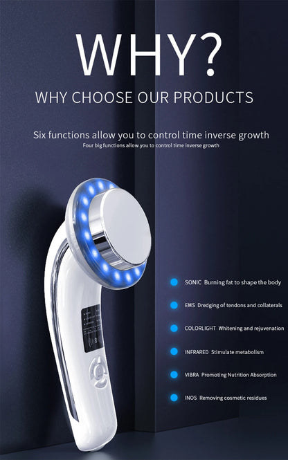 6-in-1 EMS Ultrasonic Body Slimming & Face Lifting Massager Machine – Infrared Therapy