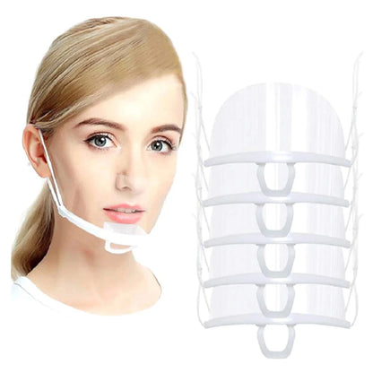 5/10/20 Pcs Reusable Transparent Anti-Fog Face Shields – Clear Plastic Mouth Covers for Restaurant, School, Salon, Beauty, and Tattoo Use