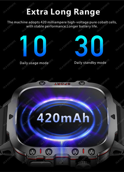 Rugged Military GPS Smart Watch for Men – Bluetooth Call, Heart Rate, Blood Oxygen, AI Voice, Sport & Waterproof