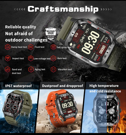 Men’s GPS Sports Smart Watch | Bluetooth Call | 480mAh Long Battery | LED Flashlight | 100+ Sport Modes | Life Waterproof