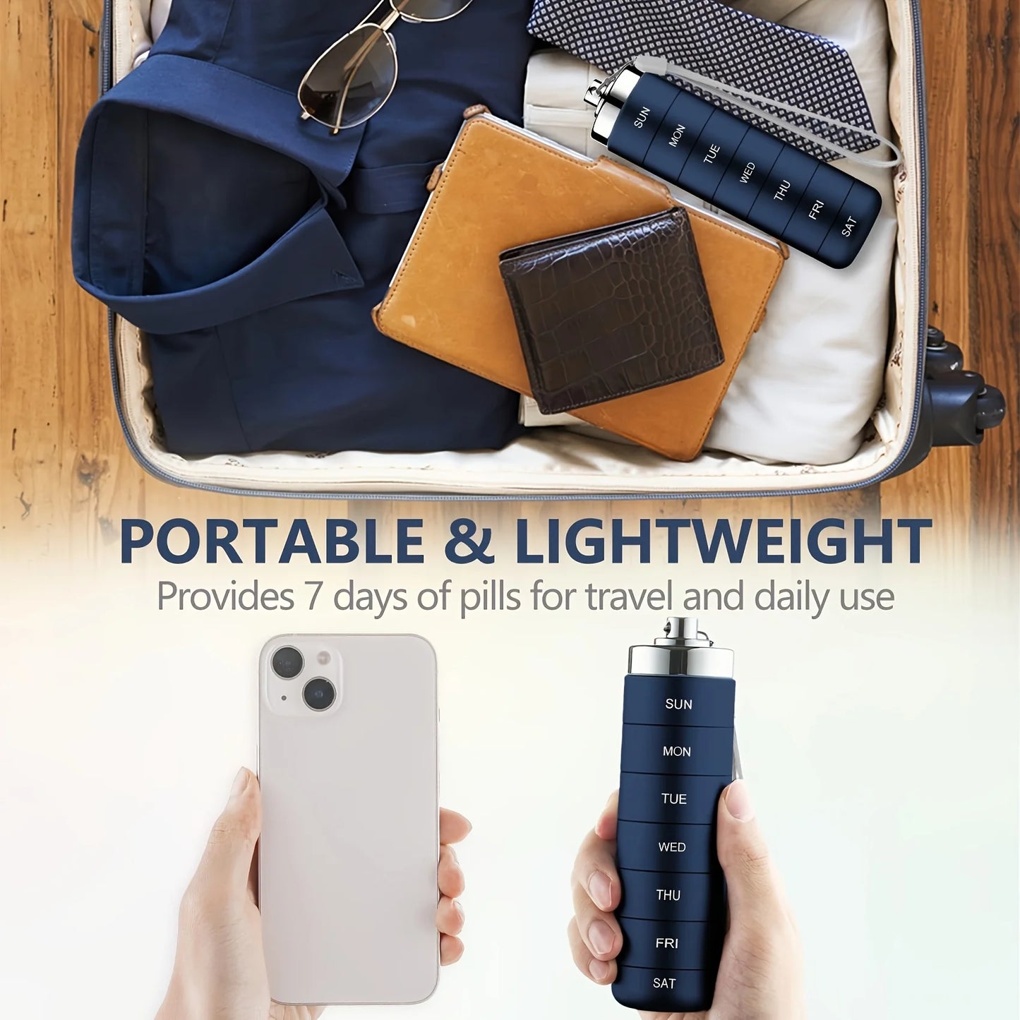 7pcs Metal Pill Organizer Set – Stackable Waterproof Travel Pill Box | Large Aluminum Alloy Portable Pill Case