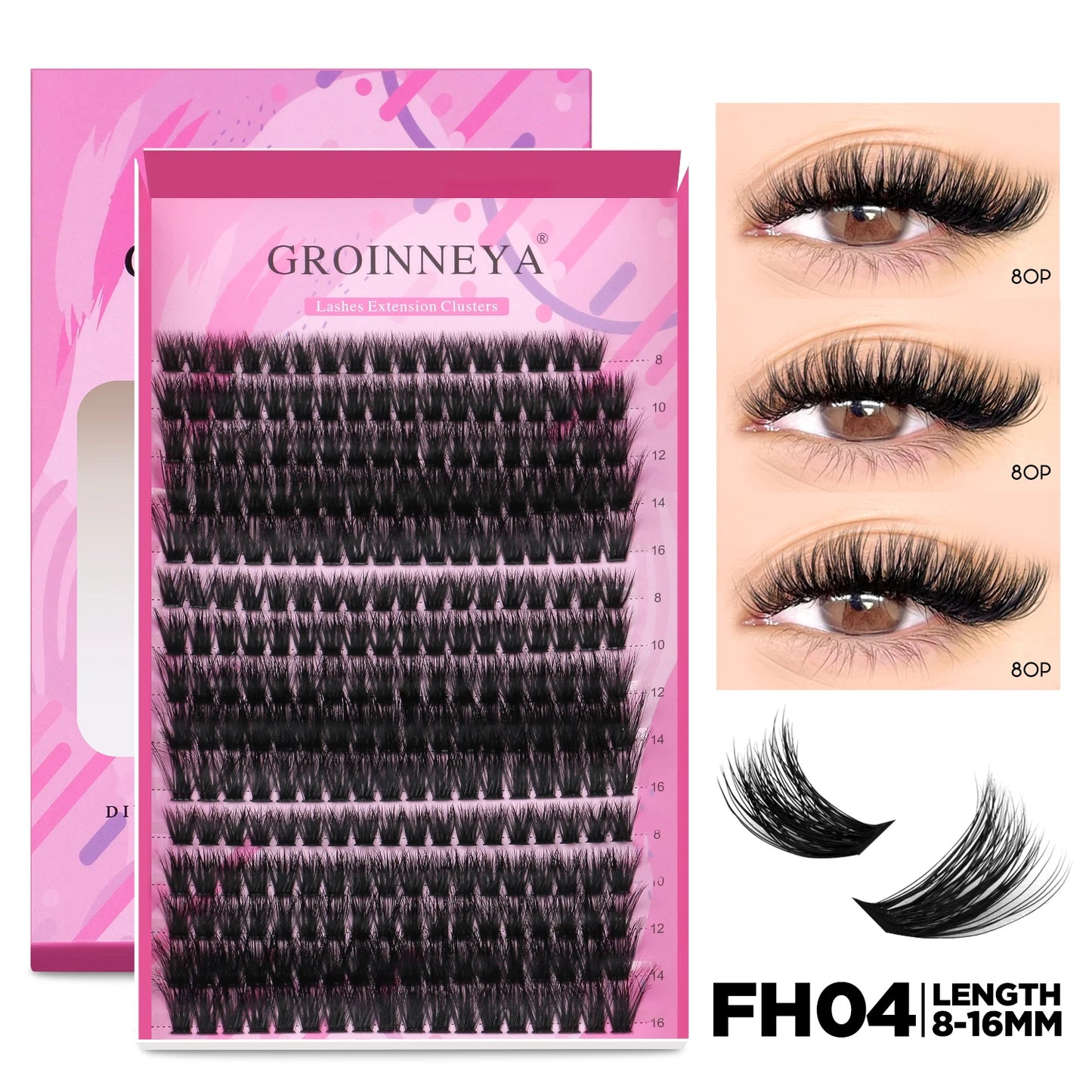 GROINNEYA DIY Lash Extension Kit – Cluster & Individual Lashes with Bond & Seal
