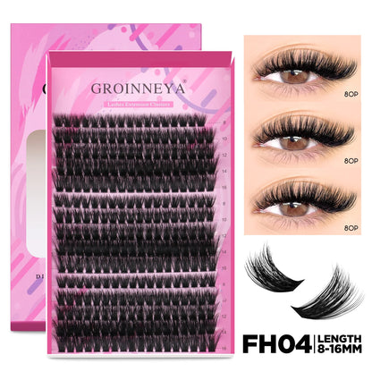 GROINNEYA DIY Lash Extension Kit – Cluster & Individual Lashes with Bond & Seal