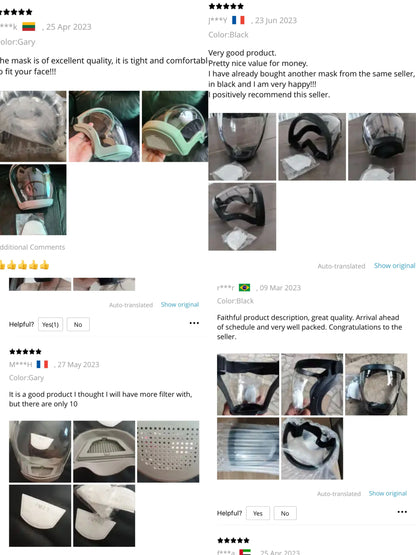 Reusable Work Protection Mask with Transparent Face Shield – Anti-Splash Facial Protector with Silicone Seal & Respiratory Filter for Kitchen, Food Service, and Industrial Use