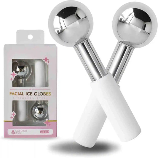Stainless Steel Ice Globes for Face & Eyes – Cooling Facial Massagers for Puffiness & Relaxation