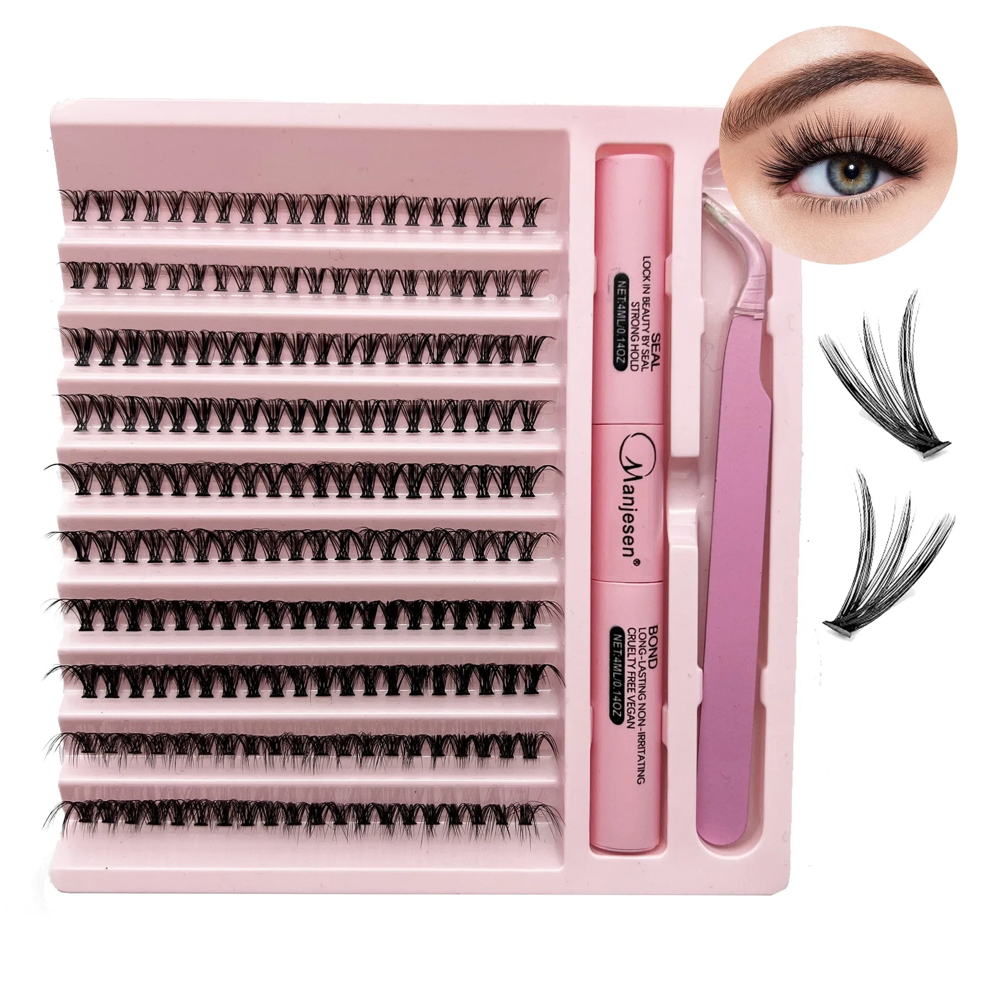 DIY Lash Extension Kit 200PCS Cluster Lashes 8–14mm w/ Bond Seal & Tweezers