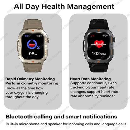 Men’s Bluetooth Smart Watch with LED Flashlight | Call & Message Alerts | Fitness & Activity Tracker | Life Waterproof | Android & iOS