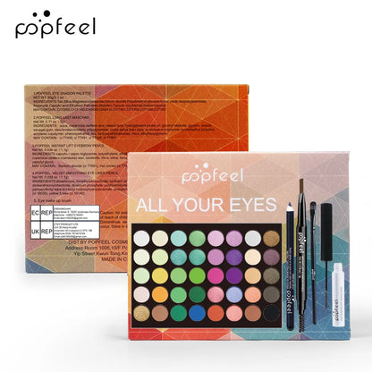 POPFEEL Eye Makeup Gift Set – Eyeshadow Palette, Eyeliner, Mascara & Eyebrow Pencil
