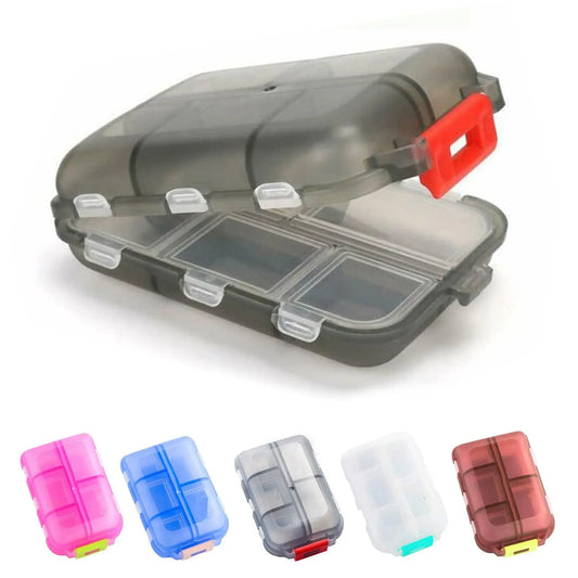 10-Grid Portable Pill Organizer – Small Weekly Travel Pill Box & Pocket-Sized Medicine Case
