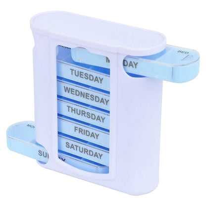 7-Day Weekly Pill Organizer Box with 28 Compartments | Large Capacity Medicine Storage Case, BPA-Free Travel Tablet Holder