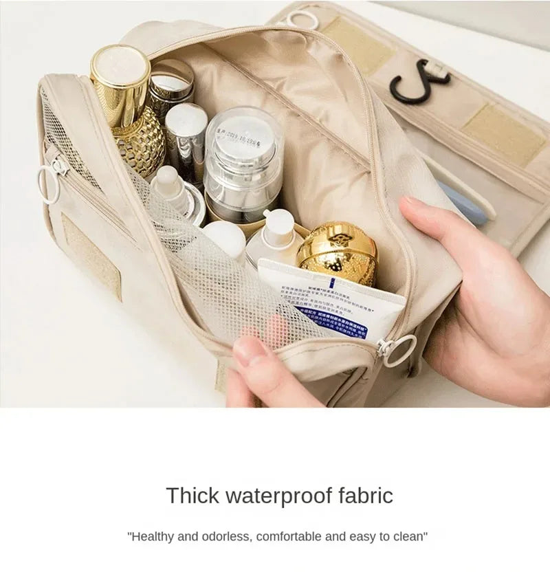 High-Quality Travel Makeup Bag – Waterproof Toiletry Organizer with Hook | Lightweight Cosmetic Storage Pouch for Women