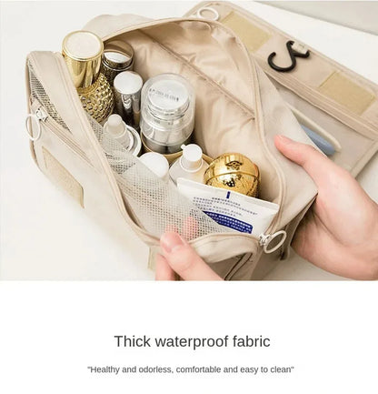 High-Quality Travel Makeup Bag – Waterproof Toiletry Organizer with Hook | Lightweight Cosmetic Storage Pouch for Women