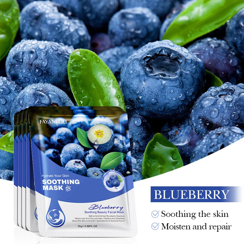 10 Pcs Fruit Facial Masks – Moisturizing, Brightening & Firming Korean Skincare Sheet Masks for Hydrating Face Care