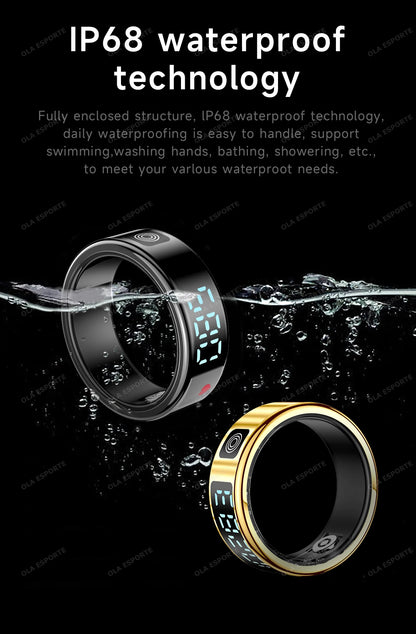 Smart Ring with Touch Display Heart Rate Sleep Tracker IP68 Waterproof Android iOS