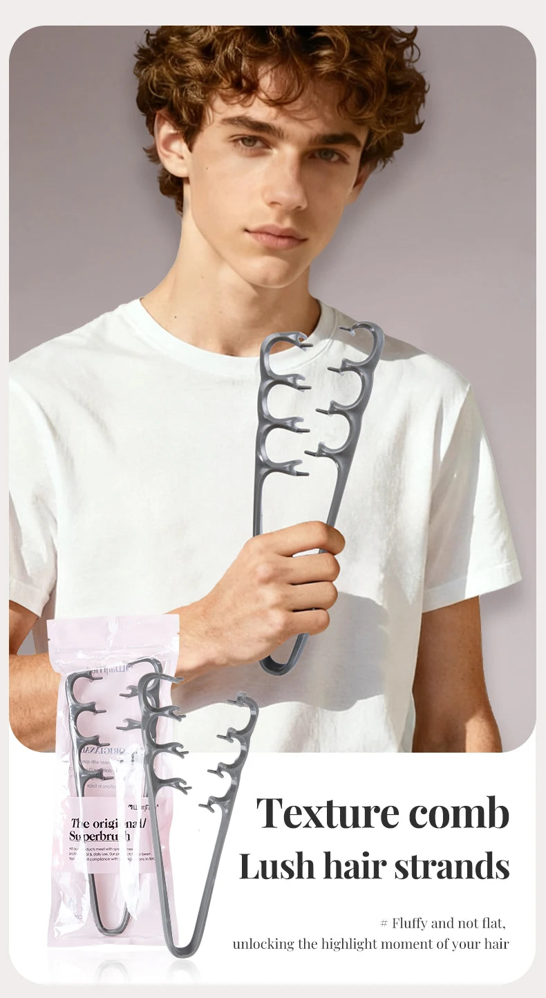 Wide Tooth Volumizing Hair Comb for Men – Detangling Styling Comb for Curly, Wavy & All Hair Types