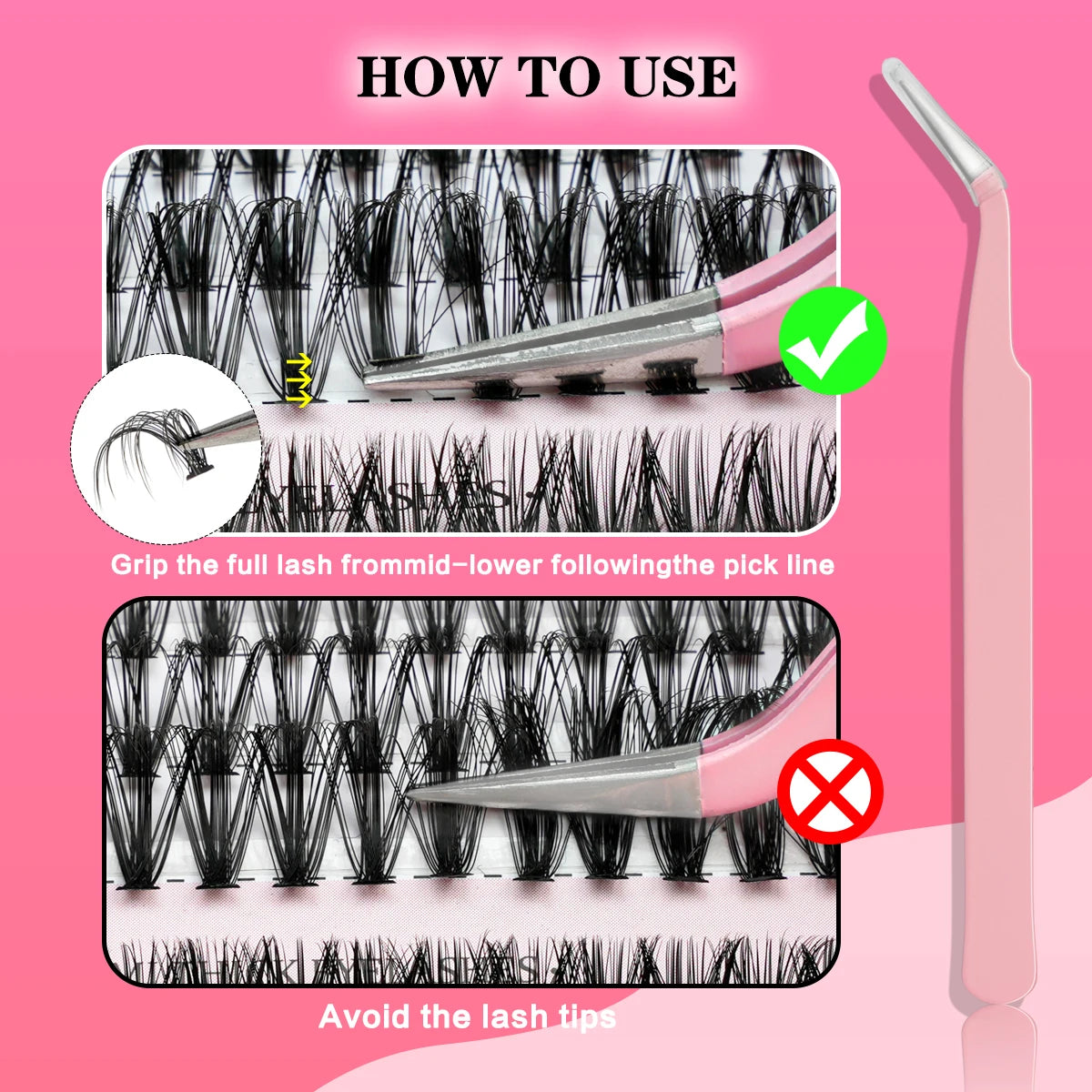 DIY Lash Clusters Extension Kit – Individual Eyelash Set (5–16mm) with Bond, Seal & Applicator Tool