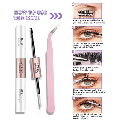 DIY Lash Clusters Extension Kit – Individual Eyelash Set (5–16mm) with Bond, Seal & Applicator Tool