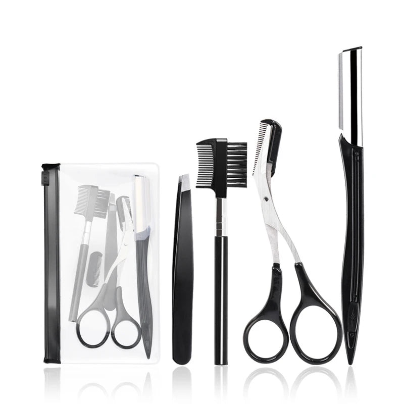 3–11PCS Eyebrow Grooming Tool Set – Stainless Steel Scissors, Tweezers, Razor & Brow Comb Makeup Kit