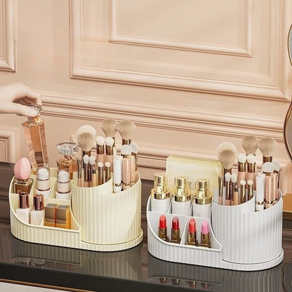 Rotating Makeup Organizer – Dustproof Cosmetic Storage Carousel for Lipsticks, Brushes & Beauty Tools