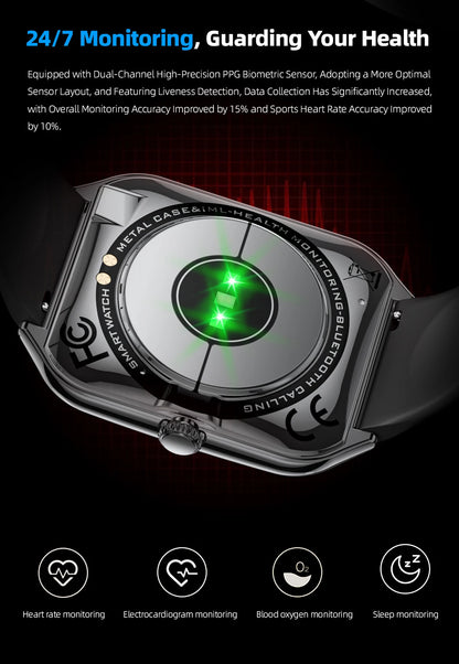 Smart Watch 1.96" AMOLED Bluetooth Call Fitness Tracker IP68 for Android iOS