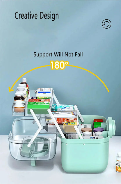 Large Capacity Portable Medicine Storage Box – Multi-Layer First Aid Organizer Case