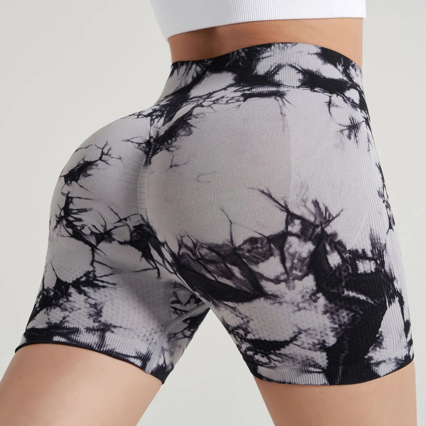Women’s High Waisted Yoga Shorts – Seamless Tie Dye Workout Shorts for Gym, Running, Cycling & Fitness