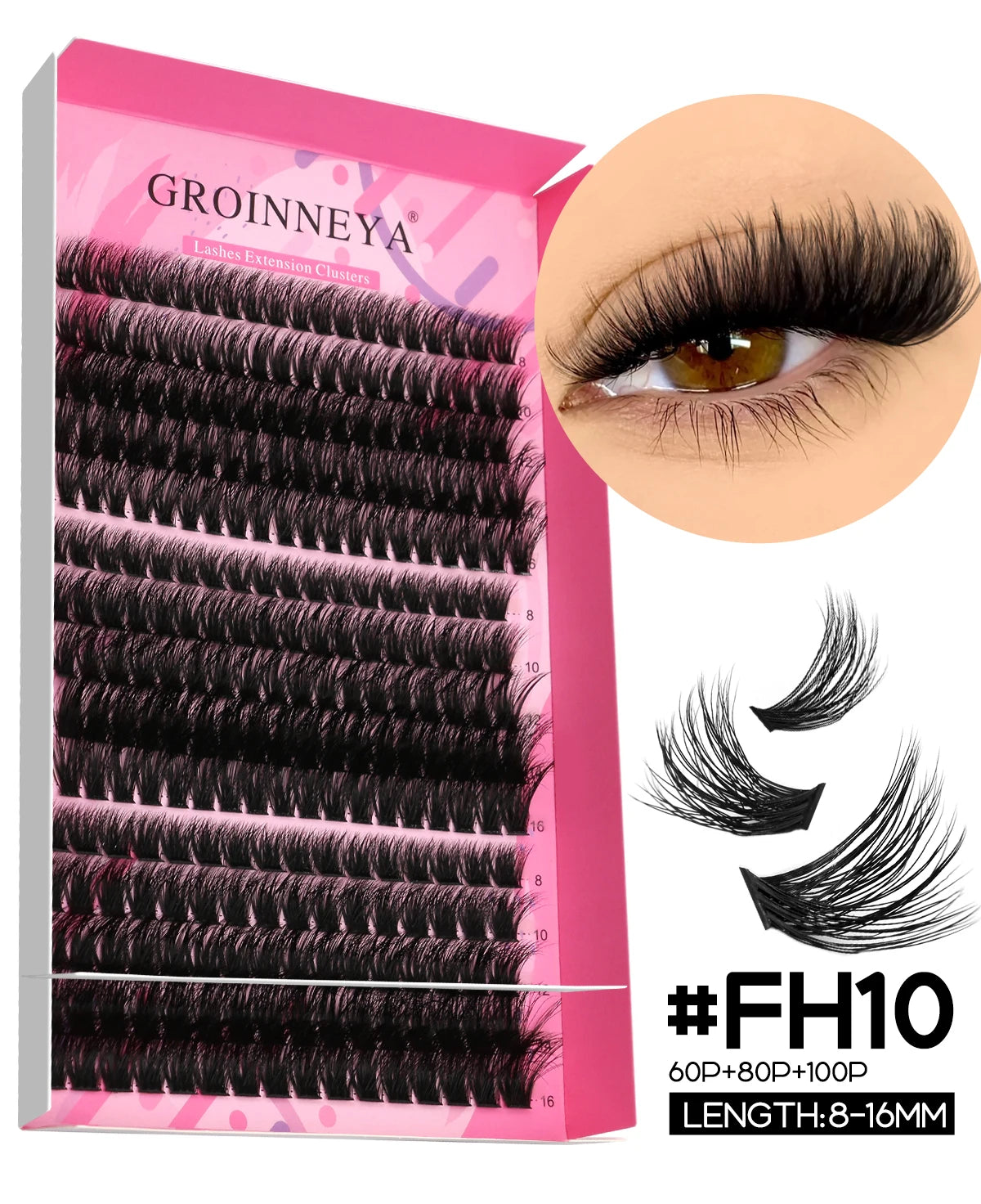 GROINNEYA DIY Lash Extension Kit – Cluster & Individual Lashes with Bond & Seal