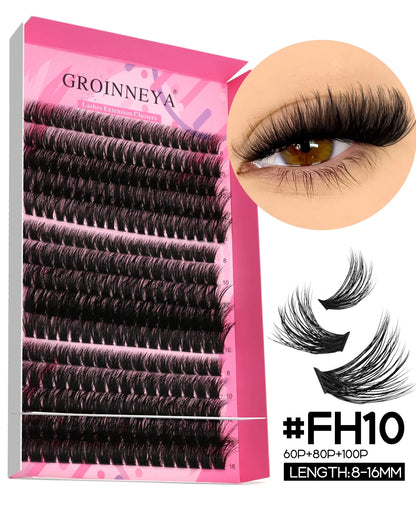 GROINNEYA DIY Lash Extension Kit – Cluster & Individual Lashes with Bond & Seal
