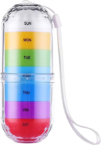 7 Day Weekly Pill Organizer Portable Waterproof Medicine Case Travel Pill Box 7 Compartments