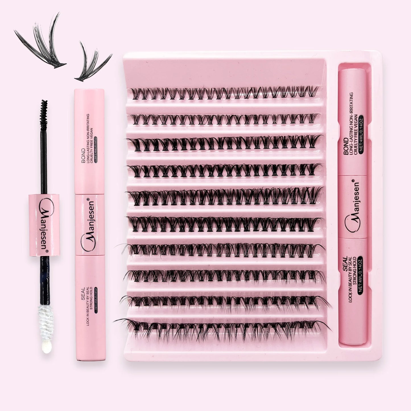 200 PCS Cluster Eyelashes with Lash Bond & Seal – DIY Lash Extension Kit with Glue and Accessories