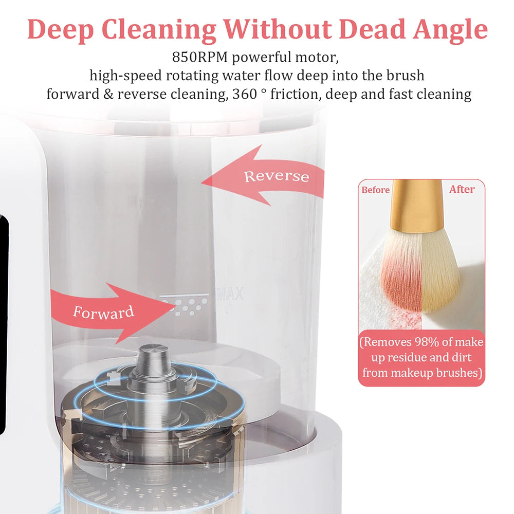 Automatic Makeup Brush Cleaner & Dryer – Electric Cosmetic Brush Washing Machine, Air Drying Stand