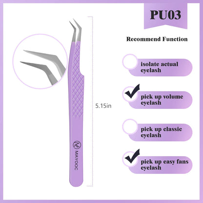 Eyelash Extension Tweezers with Fiber Tips – High-Precision, Anti-Static Lash Tools for Makeup Artists
