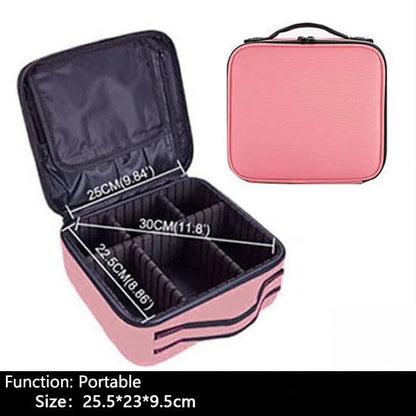 Professional Makeup Case – Women’s Cosmetic Organizer, Brush & Nail Tool Storage Box, Beauty Travel Suitcase
