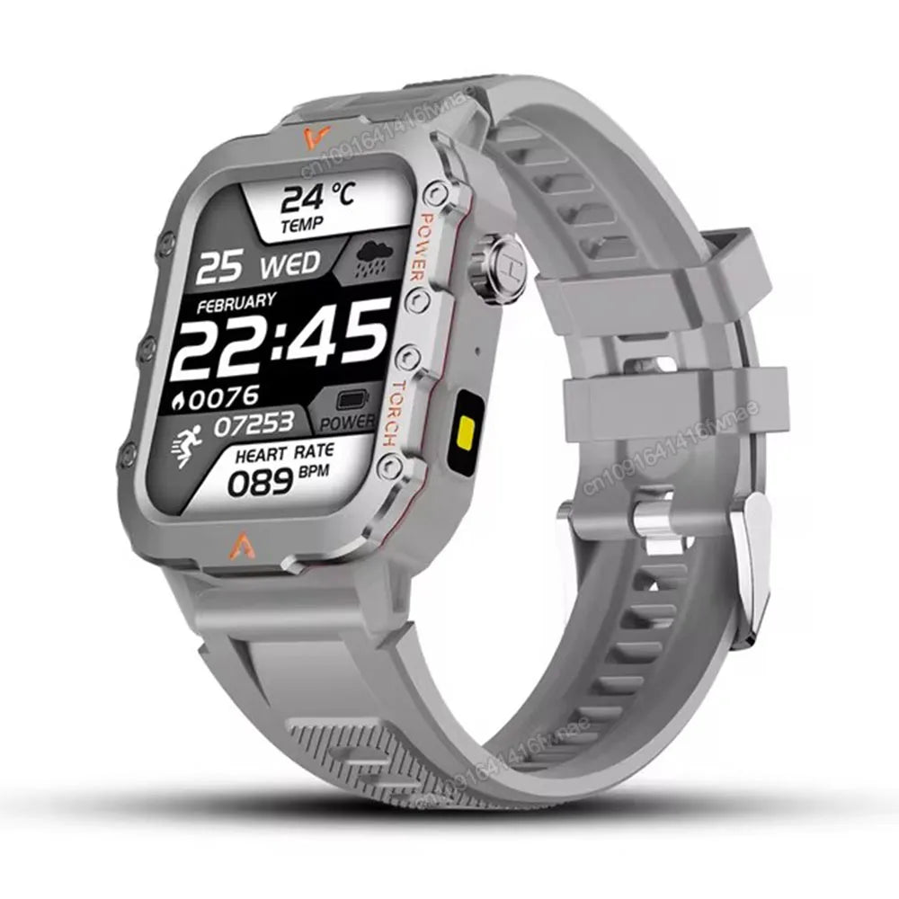 Rugged Military GPS Smart Watch for Men – Bluetooth Call, Heart Rate, Blood Oxygen, AI Voice, Sport & Waterproof