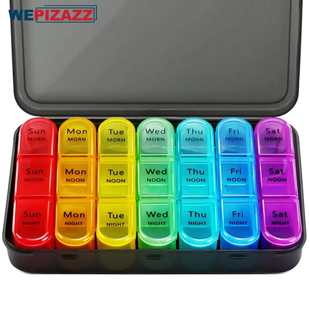Weekly Pill Organizer 7 Day, 3 Times a Day | Large Travel Pill Box with 21 Compartments for Vitamins & Supplements