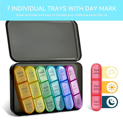 Weekly Pill Organizer 7 Day, 3 Times a Day | Large Travel Pill Box with 21 Compartments for Vitamins & Supplements