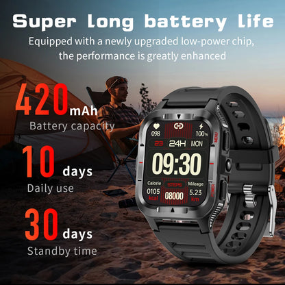 Men’s GPS Sports Smart Watch | Bluetooth Call | 480mAh Long Battery | LED Flashlight | 100+ Sport Modes | Life Waterproof