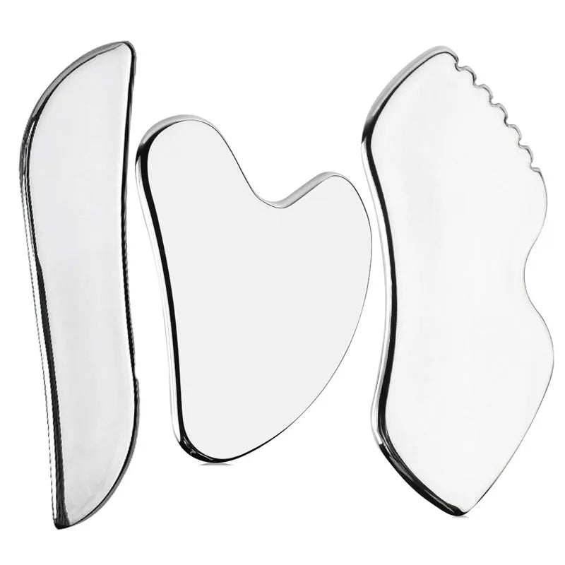 6-Piece Stainless Steel Facial Care Tool Set – Ice Roller, Gua Sha Scraper & Storage Bag