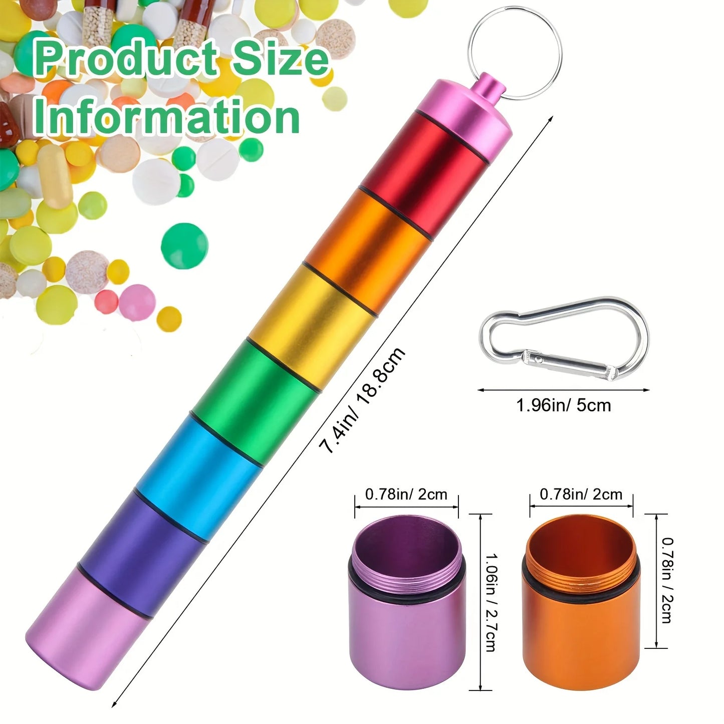 Portable Waterproof Pill Case Keychain Metal Pill Holder Mini Travel Storage Container