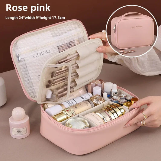 New Women’s Luxury Makeup Bag – Large-Capacity Portable Cosmetic & Toiletry Travel Organizer