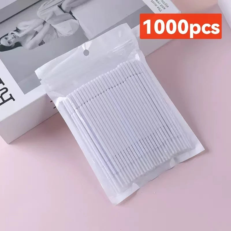 500/1000PCS Eyelash Cleaning Brushes – Colorful Crystal Handle Micro Brushes for Lash Extension Care, Makeup Removal, and Beauty Tools