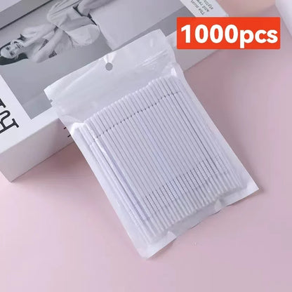 500/1000PCS Eyelash Cleaning Brushes – Colorful Crystal Handle Micro Brushes for Lash Extension Care, Makeup Removal, and Beauty Tools